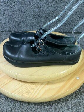 Kalso Earth Kharma Shoes Women Size 9 Black Leather Negative Heel Mule Mary Jane